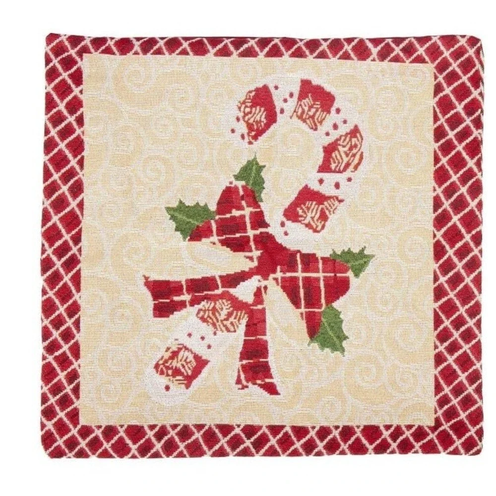 Christmas Pillow Covers Square 18''x18'' Cushion Elements Candy‎ Cane